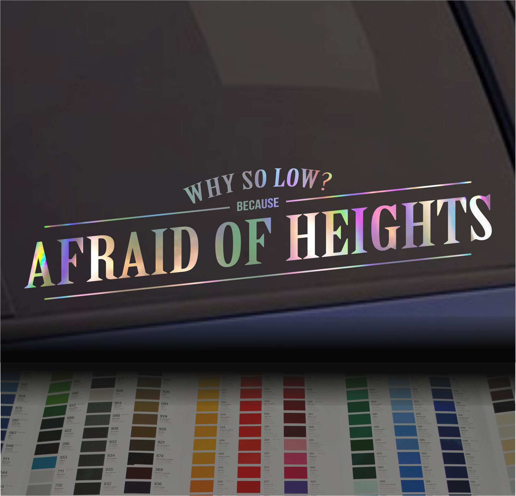 Why so low? Because Afraid of Heights sticker banner decal